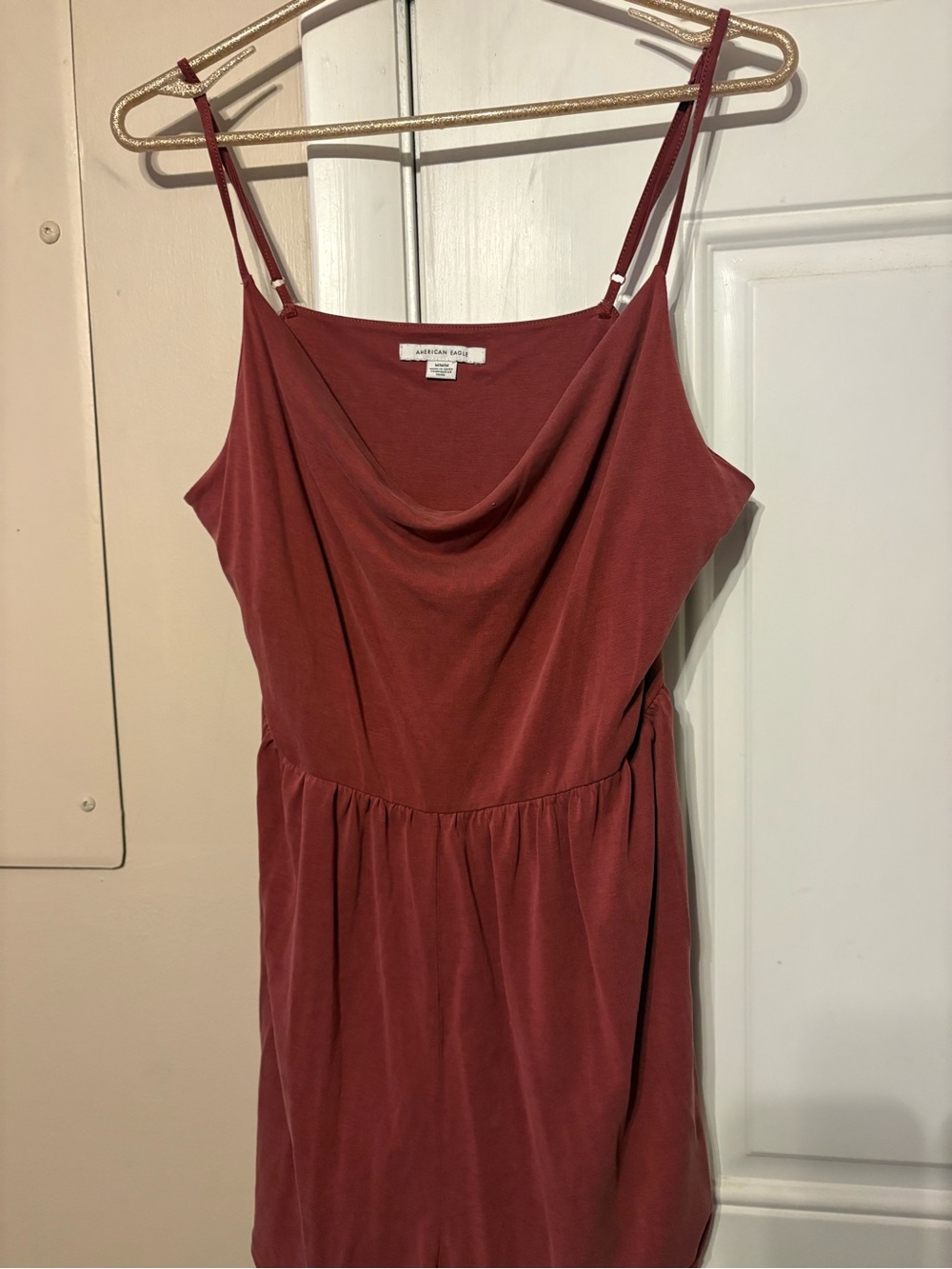 American Eagle Outfitters Rust Cowl Neck Slip Romper